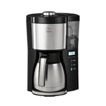 Melitta Machine à café à filtre Look V Timer 1025-18 avec carafe thermique et fonction minuterie, 1080, réservoir d'eau amovible et programme de détartrage, 1,25 litre, noire