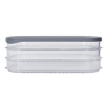 MasterClass Boîte de conservation alimentaire Deli avec 3 compartiments individuels transparents, grand récipient rectangulaire à viande et à charcuteries avec couvercle gris pour réfrigérateur
