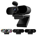 1080P HD Webcam, Smilodon Pro, with 110° Wide Angle, Privacy Cover, Microphone, Tripod, for Conferencing, Live Streaming, Recording, Compatible with Skype/Zoom/YouTube/Teams