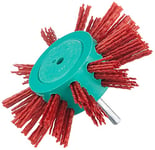 Connex COM219100 Nylon Rotary Flap Brush for Drilling Machine, Red/Green/Silver, 100 mm