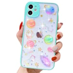 ROSEHUI Compatible with iPhone 11 Pro Max Case Clear Cute Sparkly Star Glitter Design for Women Girls Soft TPU Shockproof Silicone Protective Cases for iPhone 11 Pro Max Mint Green