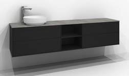 Tvättställsskåp Svedbergs Epos 2x80 lådor vänster, 40 öppen, 2x80 lådor höger Plan