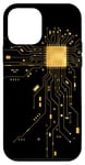 Coque pour iPhone 12 mini CPU Cœur Processeur Circuit imprimé IA Doré Geek Gamer Heart