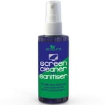 Screen Cleaner plus Sanitiser, Disinfectant - Naturally Remove Dust, Dirt, Fingerprints, Marks and Stains. Kills 99.99% of All Bacteria, Viruses and Fungi.
