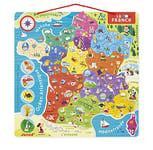 Janod - Puzzle Carte de France Magnétique - 93 Pièces Aimantées - Puzzle Enfant - Découvrir et Mémoriser - Jeu Éducatif - Dès 7 Ans, J05480