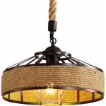 Hamprep Ljuskrona, Retro Svart Metall Pendellampa, Lantlig Hängande Ljuskrona, Industriell Pendellampa E27 Lampa (Exklusive ljuskälla)
