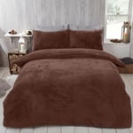 Brentfords Single Duvet Cover Teddy Fleece, Winter Duvet Single Quilt Cover Thermal Bedding Single Bed Set Super Soft Duvet Covers with Pillowcase, Chocolate Brown