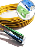 Elfcam® - Câble à Fibre Optique (Jarretière Optique) Compatible SC/APC à SC/UPC Compatible Free Box (15M)
