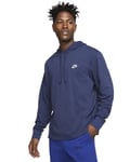 Nike M NSW Club Hoodie PO JSY Sweat-Shirt Homme, Midnight Navy/(White), FR : XL (Taille Fabricant : XL-T)