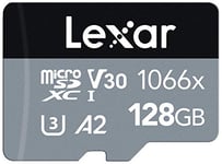 Lexar Professional 1066x 128GB Micro SD Card, microSDXC UHS-I Card w/ SD Adapter SILVER Series, Up To 160MB/s Read, for Action Cameras, Drones, High-End Smartphones and Tablets (LMS1066128G-BNAAG)