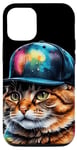 Coque pour iPhone 12/12 Pro Chat Casquette Snapback Colorée Drôle Animaux Motif Imprimé