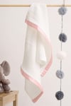 Luxury 100% Organic Satin Edged Baby Blanket  (White & Pink)