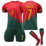 22-23 Portugal Hem #7 Ronaldo Fotbollströja Kostym Barn & Vuxen zV S
