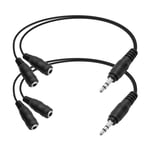 Mcbazel 2Pcs Headphone Mic Splitters Adapter Male to 2 Female 3.5mm Stereo Audio Splitter Cable for PC/Phone/Laptop/ PS4/ Xbox One