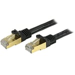 StarTech.com Câble Ethernet CAT6a de 7,6 m – Cordon de raccordement RJ45 100 W RJ45 100 W – Câble réseau STP 10 GbE avec soulagement de tension – Noir Fluke Testé/Câblage certifié UL/TIA (C6ASPAT25BK)