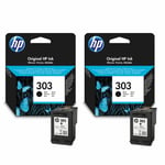 2x Original HP 303 Black Ink Cartridges For HP ENVY Inspire 7925e Printer
