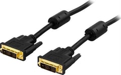 DVI Single Link monitorkabel, DVI-D 18+1-pin ha-ha, guldpläterade kontakter, ledare av ren koppar, 3m, svart