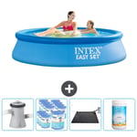 Intex Pyöreä puhallettava Easy Set uima-allas - 244 x 61 cm - Sininen - Sisältää pumpun Suodattimet - Solar Mat - Kloori Tarvikkeet Mukaan Lukien CB9
