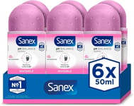Sanex Dermo Invisible Roll On Antiperspirant white 50ml, 6 Count Pack of 1
