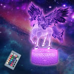 MARZIUS Unicorn 3D Illusion LED Table Lamp Night Light with Lighted Base,16 Colors Change, Smart Touch Button & Remote Control for Unicorn Fans Gifts (Unicorn 4)