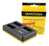 Patona USB Trippel Lader for Nikon EN-EL14 1D3100 D3200 D5100 D5200 P7000 P7700 P7800 150601923 (Kan sendes i brev)