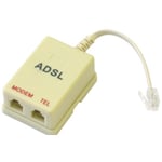 Trade Shop - Adsl Rj11 Telecom Plus Splitter Plug Internet Line Fax Phone Jack