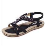 Women's Summer Sandals Casual Comfortable Flip Flops Beach Shoes Ankle T-Strap Flat Sandals for Women,Black,43