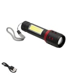 MAURER Lampe torche LED batterie rechargeable avec fonction zoom 5 W 300 – 150 lumens