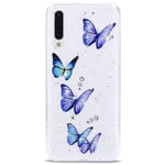 LAPOPNUT for Samsung A71 Phone Cases for Women Clear Cute Glitter Butterfly Cases Silicone Shockproof Protective Bumper Cases for Samsung Galaxy A71, Blue