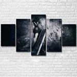 TOPRUN Wall art picture 5 pieces Modern Painting Prints on canvas Final Fantasy Seven 5 Piece Canvas V2 For Living Room Decoration Poster 150 x 80cm Frame