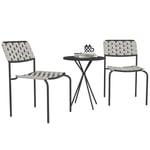 Trädgårdsmöbelset i polyrattan, utelounge balkongmöbler för 2 personer, 3-delad sittgrupp med 2 stapelbara stolar, bord, väderbe