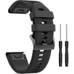 Silikonarmband för klocka Fenix 5x 26 mm bredd Kompatibel med Fenix 5x/fenix 5x Plus/fenix 6x Pro (Färg: Svart)