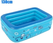 Baby Pool, 1.2/1.3/1.5/1.8M Blue Rectangular Inflatable Swimming Paddling Pool 3-Ring Family Pool for Kids Children+ Air Pump,70inch (Size : 51inch)