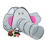 Relaxdays Tente pour Enfants en Forme d’éléphant, avec Tunnel, HxLxP : 92 x 155 x 200 cm, intérieur et extérieur, Grise