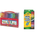 Faber-Castell Connector Fibre Tip Pen Case Box (Pack of 60) & Crayola SuperTips Washable Felt Tip Colouring Pens, Pack of 24