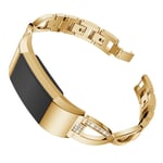 Fitbit Charge 2 X-shape rhinestone alloy watch band - Gold Guld