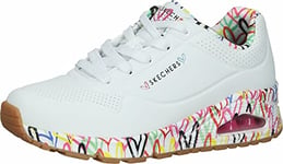 Skechers Women's Uno Loving Love Sneaker, White, 2 UK