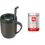 Zyliss E990001 Hot Mug Cafetiere, Plastic/Silicone, Grey, Coffee Travel Mug/Insulated Coffee Mug & illy Coffee, Classico Filter Coffee, Medium Roast, 100% Arabica Coffee Beans, 250g