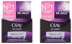 2 x Olay Anti-Wrinkle Firm & Lift Night Cream Skin Renewal Complex (2 x 50ml)