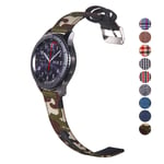 DEALELE Strap Compatible with Samsung Gear S3 Frontier/Classic/Galaxy Watch 46mm / Galaxy 3 45mm, 22mm Colorful Fabric Canvas Leather Bands Replacement for Huawei Watch 3 / GT2 46mm (Camouflage)