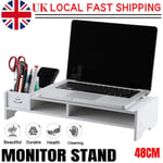 Laptop TV Display Screen Riser Shelf Computer Desktop Monitor Stand White UK