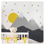 Ambiance Stickers Muraux Enfants Décoration Chambre Bébé - Autocollant Sticker Mural Adhesif Géant Montagnes Scandinaves Nordika - H60 x L90 cm