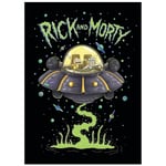Rick And Morty Fleece Rymdskepp Filt 150cm x 100cm Svart/Grön Black/Green/Purple 150cm x 100cm