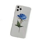 Vintage Rose Flower Phone Case For iPhone 11 Pro Max XR XS Max 8 7 Plus X Soft TPU Transparent Phone Back Cover-Blue-For iPhone XR