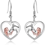 Hästörhängen/Hundörhängen Sterling Silver Djur Hängande Örhängen Häst Smycken Present till kvinnor