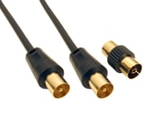 World of Data 2m Coax Cable -Multiple Shielded EMI RFI - 24k Gold Plated - Male to Male - Antenna - Digital TV Fly Lead - Copper Wire