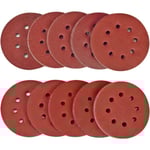 100 st sliprondeller 125 mm kardborreuppsättning: sandpapper 8 hål runda, vinkelslipmaskin slippapper set för trä, metall, färg, plast