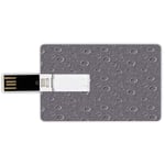16G USB Flash Drives Credit Card Shape Space Memory Stick Bank Card Style Surface of an Asteroid Planet Pattern with Huge Crater Spots and Circles Universe Theme,Dimgrey Waterproof Pen Thumb Lovely Ju