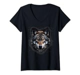 Womens Cute Gray wolf wild doglike grey wolf V-Neck T-Shirt