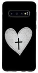 Coque pour Galaxy S10 Jésus vous aime cœur avec croix religieuse bible chrétienne